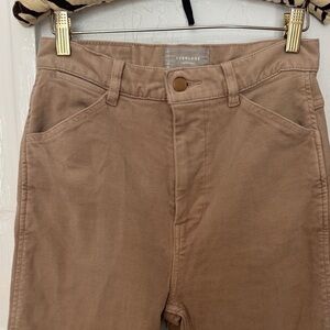 Everlane Velvet Straight Leg High-Rise Pants in Tan Cream Beige Women's Small XS
